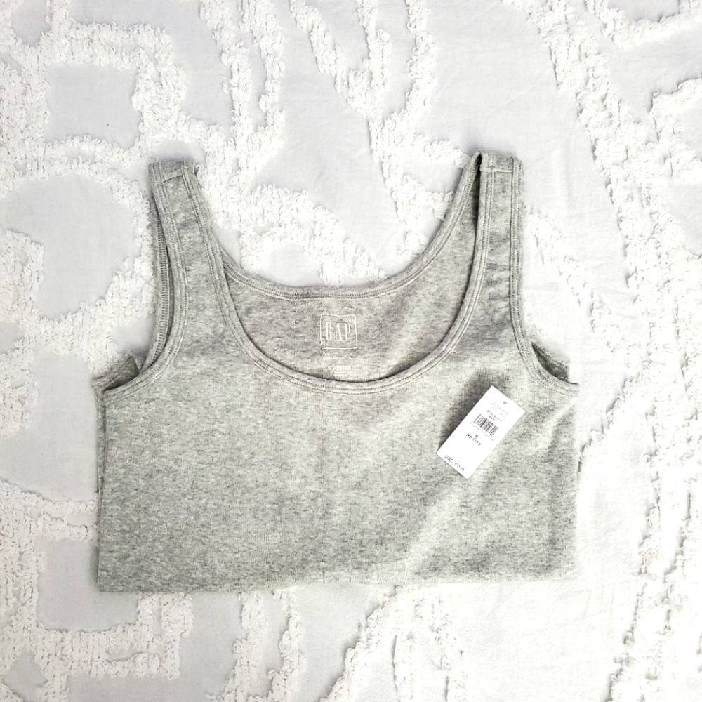 GAP Scoop Neck Tank Bodysuit, Heather Gray